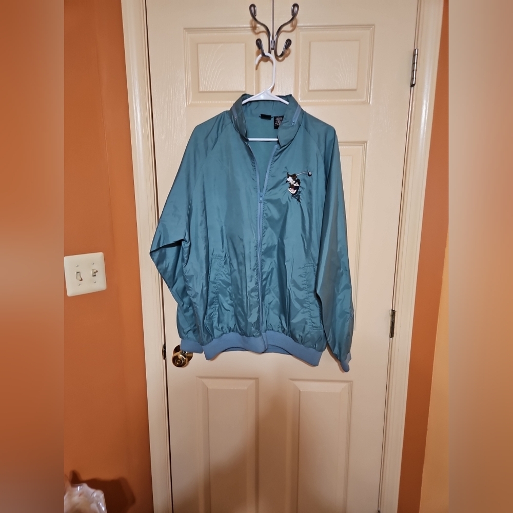 Mens Vintage Teal Warner Bros Studio Store Tazmanian Devil Golf Windbreaker Sz L